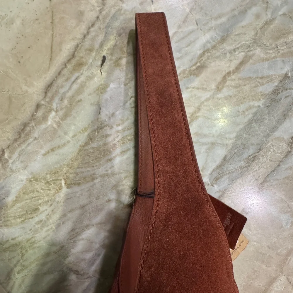 Margot New York Burgundy/Rust Suede Hobo Bucket Bag - Picture 9 of 12